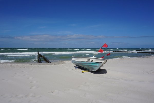19 Boot Im Sand Bei Starkem Wind
